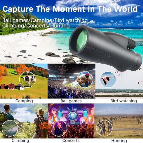 Monocular Telescope, 12X60 Monoculars for Adults High Powered with Smartphone Adapter & Tripod, BAK-4 Prism & FMC Lens Suitable for Bird Watching, Hiking, Travel, Wildlife in Saudi Arabia