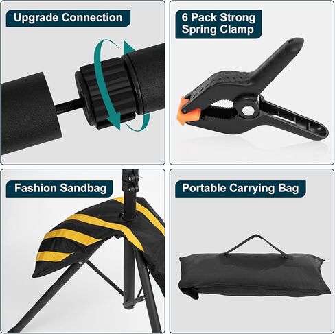 T-Shape Portable Backdrop Stand 6.5x3.2FT, Adjustable Photo Background Stand Kit, Small Backdrop Stand with 4 Spring Clamps, Sandbag, Carry Bag for Parties, Wedding, Photography, Decoration in Kuwait