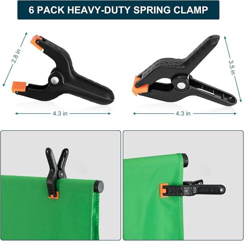T-Shape Portable Backdrop Stand 6.5x3.2FT, Adjustable Photo Background Stand Kit, Small Backdrop Stand with 4 Spring Clamps, Sandbag, Carry Bag for Parties, Wedding, Photography, Decoration in Kuwait