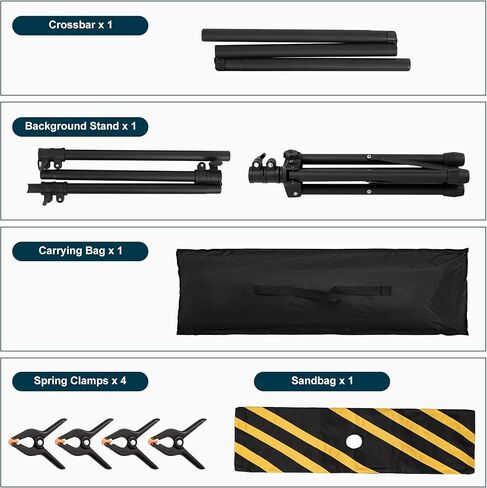T-Shape Portable Backdrop Stand 6.5x3.2FT, Adjustable Photo Background Stand Kit, Small Backdrop Stand with 4 Spring Clamps, Sandbag, Carry Bag for Parties, Wedding, Photography, Decoration in Kuwait