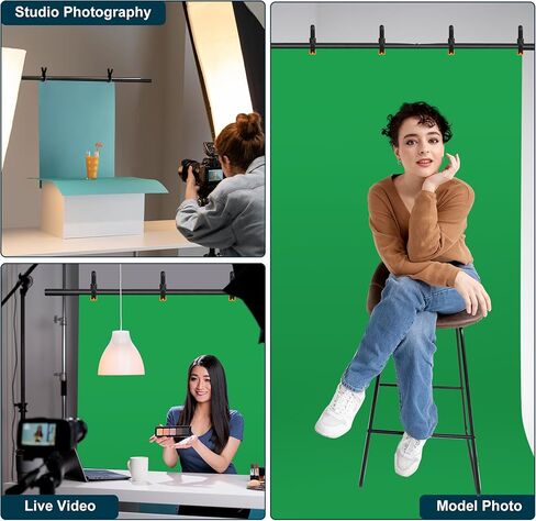 T-Shape Portable Backdrop Stand 6.5x3.2FT, Adjustable Photo Background Stand Kit, Small Backdrop Stand with 4 Spring Clamps, Sandbag, Carry Bag for Parties, Wedding, Photography, Decoration in Kuwait