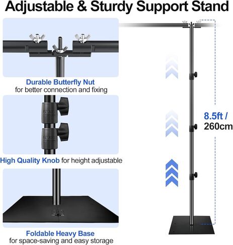 EMART Backdrop Stand Heavy Duty, 7x30ft Pipe and Drape Stand | Photo Backdrop Stand with Carrying Bag/Metal Steel Base, Background Holder for Wedding Birthday Parties Photography in Saudi Arabia