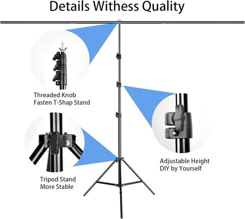 طقم خلفية شاشة خضراء على شكل حرف T من YELANGU مع حامل - استوديو تصوير فوتوغرافي محمول مقاس 8.5 × 6.5 قدم، حامل ثلاثي القوائم من سبائك الألومنيوم، مثالي للبث ومؤتمرات الفيديو وتصوير المنتجات والمقابلات in Kuwait
