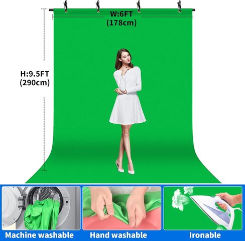 طقم خلفية شاشة خضراء على شكل حرف T من YELANGU مع حامل - استوديو تصوير فوتوغرافي محمول مقاس 8.5 × 6.5 قدم، حامل ثلاثي القوائم من سبائك الألومنيوم، مثالي للبث ومؤتمرات الفيديو وتصوير المنتجات والمقابلات in Kuwait