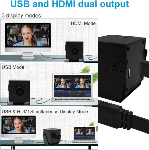 كاميرا 4K HDMI عالية السرعة 30 إطارًا في الثانية كاميرا USB كاميرا ويب 8 ميجابكسل مع عدسة عين السمكة بزاوية واسعة 170 درجة H.265 2X تكبير رقمي إخراج متزامن عن قرب كاميرا Lightburn للكمبيوتر المحمول in Kuwait