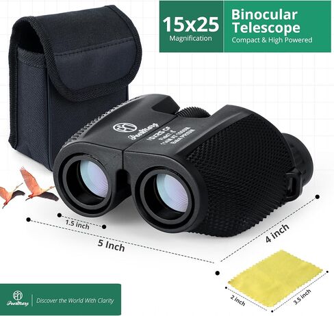 Binoculars 15x25 for Adults and Kids BAK4 Prism for Brighter & Sharper Image - FMC Prevent Surface Reflection & Boost Light for Bird Watching, Outdoor Hunting, Travel, Compact & Low Light Vision in Saudi Arabia