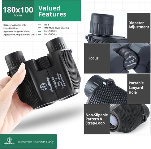 Binoculars 15x25 for Adults and Kids BAK4 Prism for Brighter & Sharper Image - FMC Prevent Surface Reflection & Boost Light for Bird Watching, Outdoor Hunting, Travel, Compact & Low Light Vision in Saudi Arabia