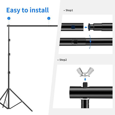 Neewer® نظام دعم حامل الخلفية 2.6 متر × 3 متر/8.5 قدم × 10 قدم مع حقيبة حمل لخلفيات الموسلين والورق والقماش in Saudi Arabia