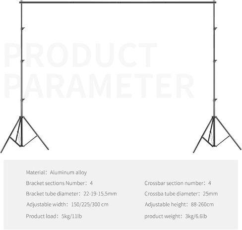 Neewer® Background Stand Support System 2.6M x 3M/8.5ft x 10ft Kit with Carrying Case for Muslins Backdrops,Paper and Canvas in Saudi Arabia