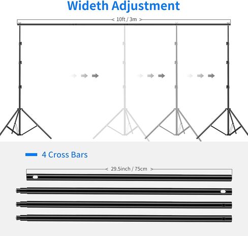 Neewer® Background Stand Support System 2.6M x 3M/8.5ft x 10ft Kit with Carrying Case for Muslins Backdrops,Paper and Canvas in Saudi Arabia