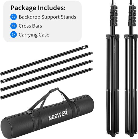 Neewer® نظام دعم حامل الخلفية 2.6 متر × 3 متر/8.5 قدم × 10 قدم مع حقيبة حمل لخلفيات الموسلين والورق والقماش in Saudi Arabia