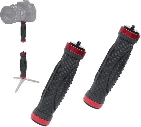 BGNing مقبض الكاميرا قبضة دعم جبل مع 1/4 بوصة ذكر المسمار الكاميرا المطاط قبضة اليد مقبض عالمي مثبت الكاميرا لكاميرا الفيديو الرقمية SLR فيديو LED الضوء (2 قطعة) in Kuwait