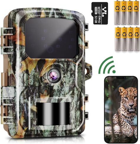 Trail Camera WiFi Game Camera，30MP 2K Resolution with Night Vision Motion Activated, 0.2s Trigger Speed, IP65 Waterproof, 120° Wide Angle Wildlife Hunting Camera in Saudi Arabia