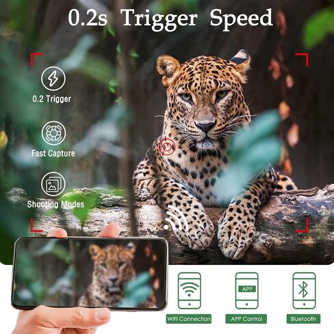 Trail Camera WiFi Game Camera，30MP 2K Resolution with Night Vision Motion Activated, 0.2s Trigger Speed, IP65 Waterproof, 120° Wide Angle Wildlife Hunting Camera in Saudi Arabia