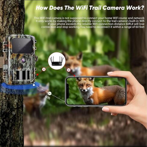 Trail Camera WiFi Game Camera，30MP 2K Resolution with Night Vision Motion Activated, 0.2s Trigger Speed, IP65 Waterproof, 120° Wide Angle Wildlife Hunting Camera in Saudi Arabia