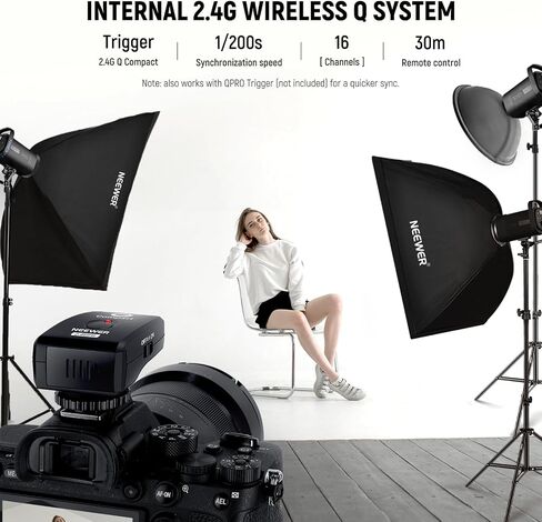 NEEWER 600Ws Studio Monolight Flash Light Kit: 2 Pack S101-300W PRO 5600K Strobe Lights مع 2.4G Trigger / 150W Modeling Lamps / Bowens Mount / Softboxes / Stands / عاكس / حقيبة، متوافق مع QPRO in Saudi Arabia