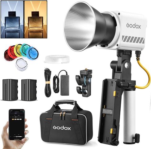 مصباح LED Godox ML60IIBi، مصباح فيديو LED محمول باليد، مصباح LED ثنائي اللون 2800K-6500K، 22500Lux CRI 96+ TLCI 97+، 11 تأثيرات FX، تحكم في التطبيق، مع قاعدة بطارية AK-B01، بطارية ليثيوم 2X NP970 in Saudi Arabia