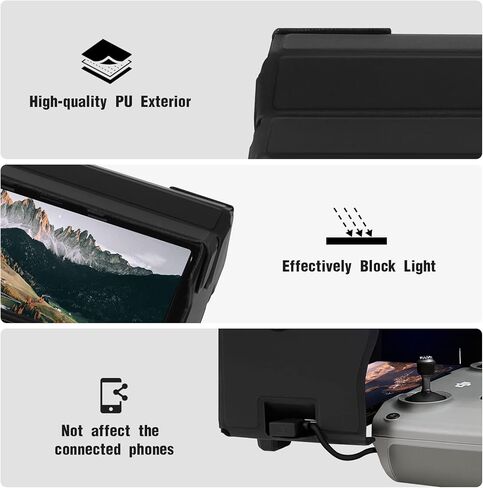 KENOBEE Sun Hood Sunshade for DJI Mini 3 Pro/Mini 2 / Mavic 3/ Mavic Air 2/DJI Air 2S ملحقات وحدة التحكم بدون طيار لشاشة الهاتف الذكي 4.4-7.1 بوصة، غطاء درع خفيف قابل للطي للهاتف المحمول in Kuwait