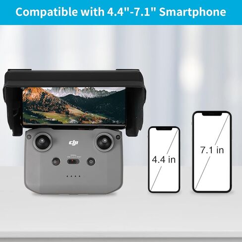 KENOBEE Sun Hood Sunshade for DJI Mini 3 Pro/Mini 2 / Mavic 3/ Mavic Air 2/DJI Air 2S ملحقات وحدة التحكم بدون طيار لشاشة الهاتف الذكي 4.4-7.1 بوصة، غطاء درع خفيف قابل للطي للهاتف المحمول in Kuwait