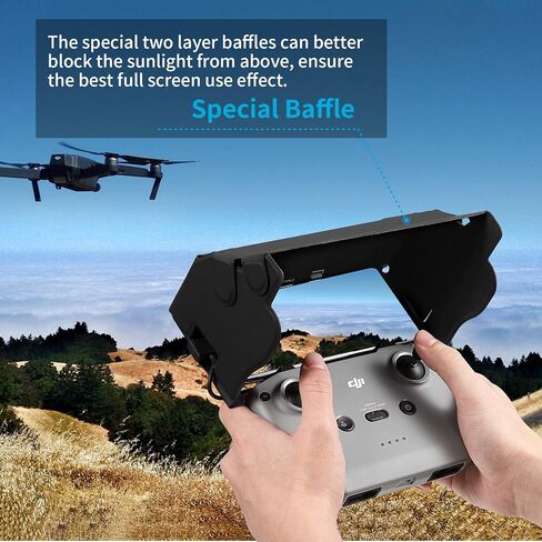 KENOBEE Sun Hood Sunshade for DJI Mini 3 Pro/Mini 2 / Mavic 3/ Mavic Air 2/DJI Air 2S ملحقات وحدة التحكم بدون طيار لشاشة الهاتف الذكي 4.4-7.1 بوصة، غطاء درع خفيف قابل للطي للهاتف المحمول in Kuwait