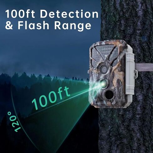 Pro 2 No Glow Trail Camera, 4K 30fps 32MP, 100ft Detection & Flash Range, 0.1sec Trigger Speed, Night Vision, Invisible Infrared, Motion Sensor, 2.4" LCD Screen, IP66 Waterproof Outdoor in Saudi Arabia