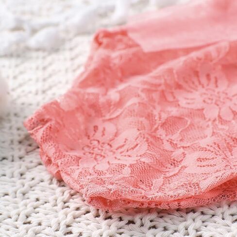 Newborn Photography Outfits Girl Newborn Photography Props Lace Romper Newborn Baby Photo Shoot Outfits Girls Photo Props (Wheat headband+Pink Set) in Kuwait