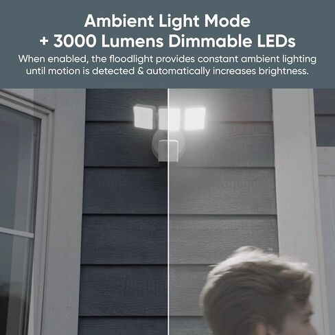 كاميرا WYZE Floodlight Pro، مصابيح LED 3000 لومن، رؤية واسعة 180 درجة، كاميرا أمان خارجية 2K HD، كشف الحركة، صفارة إنذار 105 ديسيبل، رؤية ليلية ملونة، للمراقبة المنزلية، سلكية (متجددة) in Saudi Arabia