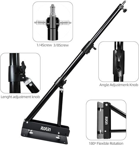 Ring Light Wall Mount Triangle Boom Arm 3.6ft/110cm Adjustable Camera Mount for Photography Softbox Reflector Video Light Monolight Support 180° Rotation in Saudi Arabia