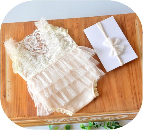 Vemonllas Newborn Photography Outfits Girl Photoshoot Props Newborn Baby Photo Lace Romper with Headband Open Back Bodysuit in Saudi Arabia
