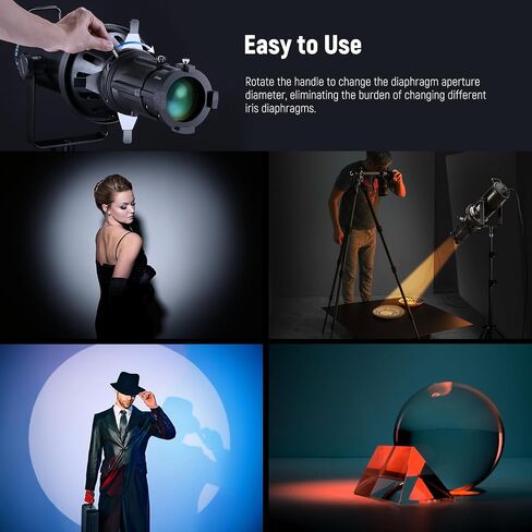 NEEWER Spotlight Mount Iris for NEEWER LS-39 Spotlight Snoot, 5-60mm Aperture Diaphragm Adjustable Mount Control Optical Diaphragm Lens Accessory, High Temp Resistant Manganese Steel, CSS2 in Saudi Arabia