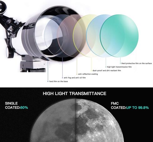 تلسكوب جندي مجاني للمبتدئين في علم الفلك، فتحة 70 مم، تلسكوب منكسر فلكي عالي التكبير مع محول هاتف، تلسكوب لاسلكي محمول عن بعد، أبيض in Kuwait