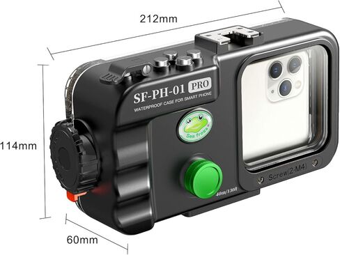 حافظة هاتف HolaFoto Seafrogs SF-PH-01 PRO + مجموعة فلتر أحمر مقاومة للماء للهاتف الخلوي والأيفون، مقاس نافذة العدسة 68 مم × 68 مم، مساحة داخلية 175 مم (طول) × 85 مم (عرض) × 8 مم (عمق) in Kuwait