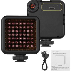 Mini IR Night Vision Light Infrared Photography Light for Video Camera Camcorder Built-in Rechargeable Battery with 3 Cold Shoe Mount for Vlog YouTube Video Recording