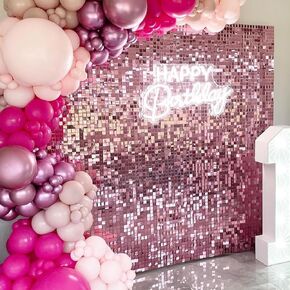 YSF 24Pcs Rainbow Silver Shimmer Wall Panels Backdrop Decoration, 12 * 12 inch Sequin Square Shimmer Decor for Balloon Garland Arch Kit Valentine's Day Birthday Party Supplies