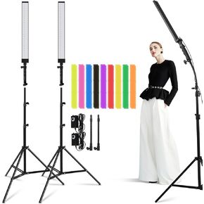 LED Video Light, Dimmable Photography Studio Lighting Kit with 9 Color Filters and 2M Adjustable Light Stand Tripod for YouTube Video Filming Portraits(1 Pack)