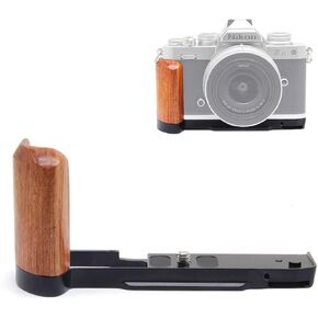 Wooden Zfc Camera Grip L Bracket Plate with Cold Shoe Mount & 1/4'' Threaded Hole, Built-in Arca-Swiss Type Base Plate L-Shape Hand Grip for Nikon Z fc Camera Handgrip