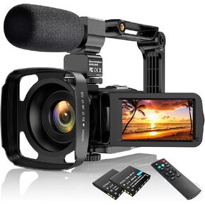 كاميرا فيديو UHD 2.7K 30FPS 36MP IR Night Version Vlogging Camera Recorder 3.0 بوصة تعمل باللمس 16X كاميرا تكبير رقمية مع ميكروفون، مثبت يدوي، غطاء عدسة، جهاز تحكم عن بعد، بطاريتان in Kuwait