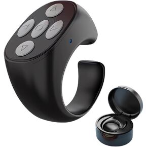 Remote Control Ring APP Page Turner, Bluetooth Scrolling Ring with Charging Case, Camera Shutter Selfie Video Recording Remote for iPhone for Android Phone Tablet