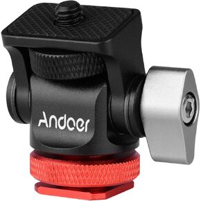 Andoer Mini Monitor Mount Tripod Head Cold Shoe Adapter Aluminum Alloy 1/4 Inch Screw for Mounting Camera Monitor Flash Microphone LED Fill Light (Red)