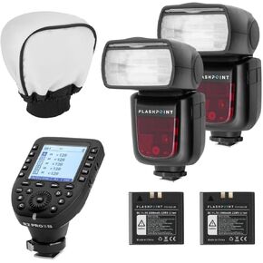 Flashpoint 2X Zoom Li-on R2 TTL On-Camera Flash Speedlight for Canon (V860II-C) + Glow Universal Bounce Diffuser + Flashpoint R2 Pro MarkII 2.4GHz Transmitter for Canon