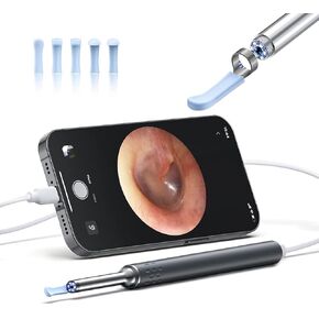 Otoscope with Light for iPhone iPad - Ultra Clear View Ear Scope Otoscope with Light | 3.5mm Otoscope Camera with Ear Wax Removal Tools | Ear Otoscope Supports Photo Capture & Video Recording in Kuwait