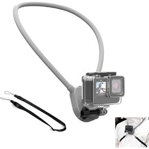 Gurmoir Neck Mount Holder for Gopro. 360° Rotation POV Necklace Mount for Go pro 12 11 10 9 8 Insta360 X3 X4 Go3 Ace Pro OSMO Action 3 4 and More Action Cameras Bike Motorcycle Video Vlog Accessories