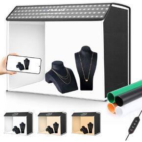 PULUZ Light Box Photography 24x15in, Portable Photo Studio Light Box with 336+336 LED Lights ＆4 Color backdrops Professional Photography Lighting Tent Kit for Big Product Photography Lightbox