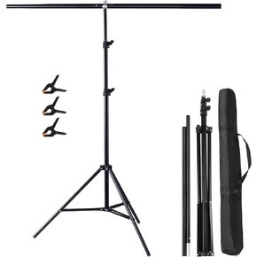 T-Shape Portable Backdrop Stand, 5x6.56ft/150x200cm Adjustable Photo PVC Background Support Stand System Kit with Carrying Bag, 3 Spring Clamps for Photography Video Studio Parties Wedding in Kuwait
