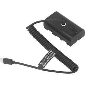 Type C to F970 Dummy Battery Power Adapter Coiled Cable Compatible with F750 F570 F550 for V Field Monitor Video LED Light