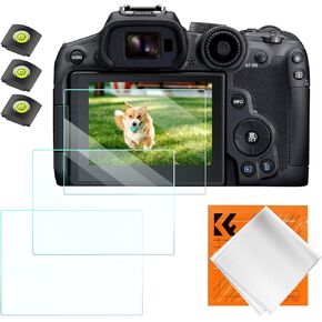 K&F Concept [3pcs Screen Protector for Canon EOS R6 II/R6/R7 Full-Frame Mirrorless Camera & Hot Shoe Cover, Ultra Clear Tempered Glass Screen Protector, Anti Scratch Bubble Free Ultra Resistant