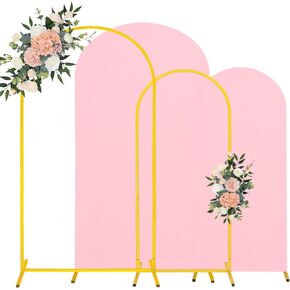 7.2FT, 6FT Wedding Arch Stand and Matching Dusty Blue Spandex Fitted Arch Backdrop Cover Set, Round Top Chiara Backdrop Stands and Covers for Birthday Party Baby Shower Arch Decor (Dusty Blue)