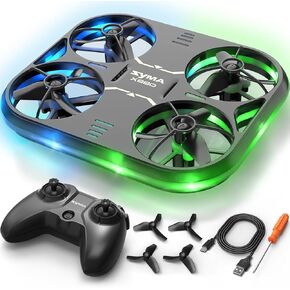 طائرة بدون طيار SYMA للأطفال والكبار - طائرة هليكوبتر صغيرة بدون طيار X880 مع أضواء LED، طائرة رباعية الحماية الكاملة مع طيران دائري، هدايا طائرة بدون طيار للصعود الدوار للأولاد والبنات