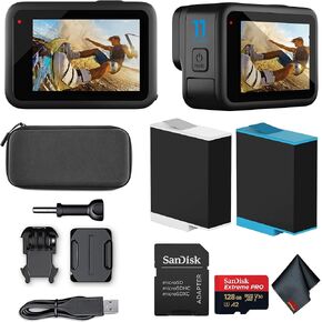 GoPro Hero 11 (HERO11) Black - Waterproof Action Camera with 5.3K Ultra HD Video, 27MP Photos, 1/1.9" Image Sensor, Live Streaming, Webcam, Stabilization + 64GB Extreme Pro Card and Extra Battery