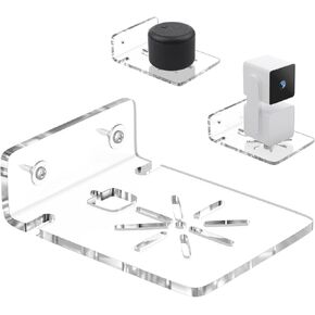 2Pack Acrylic Wall Mount Bracket (Upgrade Version) for Wyze Cam Pan V3, Wyze Cam Pan V2, Adhesive Small Wall Shelf for Security Cameras, Speakers, Baby Monitors with Universal 1/4 Threaded Hole